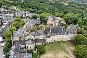 Exterior architecture of the abbey and Catholic monastery in the town of Aubazines in Corr&egrave;ze, France