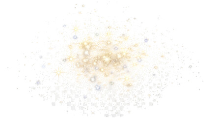 A luminous explosion of bright white and gold sparkles against a deep black background