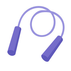 Vector illustration of purple skipping rope for fitness training and exercise in flat cartoon doodle style.
