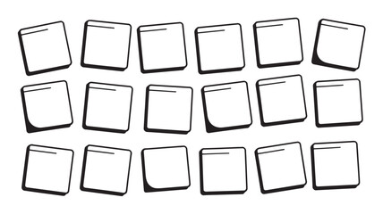 Collection of blank sticky notes arranged on a white background ideal for presentations reminders and planning