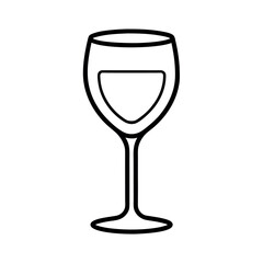 Wine Glass Outline Line Art Vector Illustration