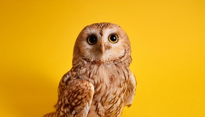Obraz premium Peanut Owl On Yellow Background