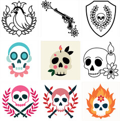 Versatile graphic collection with diverse color and font options