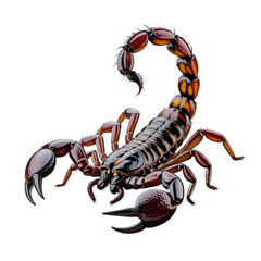 Detailed close up of a scorpion with curled tail (Transparent Background PNG)