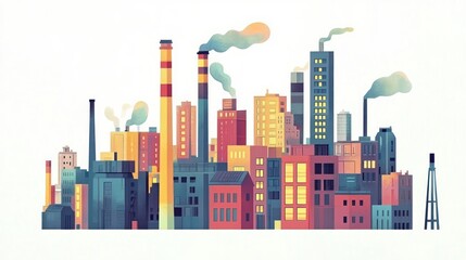 Naklejka premium Industrial cityscape illustration