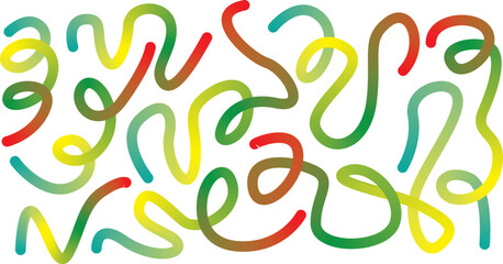 A vibrant collection of colorful gradient organic line elements. Smooth abstract flowing shapes with fluid curves and modern style. Perfect for digital designs, posters, branding, web graphics, 