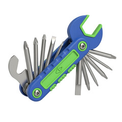 Foldable multi-tool with wrench and screwdrivers