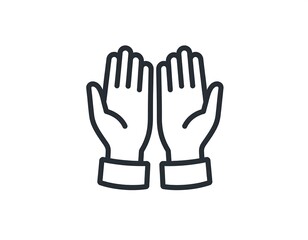 Obraz premium Two hands raised in supplication, a simple graphic icon in a clear and simple design.