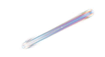 A glowing iridescent light stick or wand emitting a soft ethereal glow against a dark background