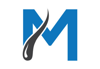 Intel latter M with hair treatment logo design concept