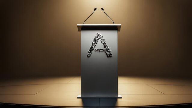Professional podium awaits your impactful presentation, ready to share your important message with the world. - Powered by Adobe