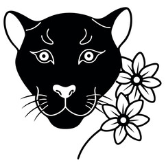 Majestic panther head with elegant floral accents vector illustration