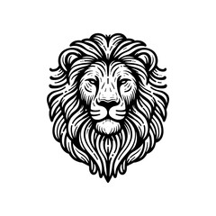Vector vintage hand drawn vector of lion head logo icon illustration