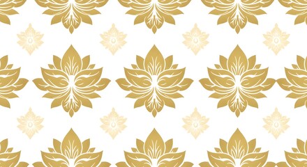 Pattern of golden lotus in white background