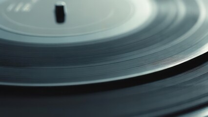 Close-up abstract of spinning vinyl record grooves, evoking nostalgia and classic sound