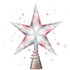Red and blue star decoration with sparkles for holiday celebrations  