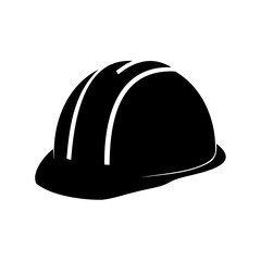 Black and white image of a hard hat with three white stripes