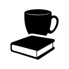 A Silhouette of a Coffee Cup Resting on a Book, a Calm Moment
