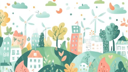 Colorful cityscape illustration