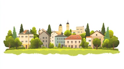 Colorful european town illustration