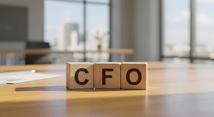 "CFO" woden cubes for Chief Financial Officer concept on office setting