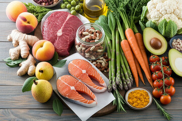 Healthy food for balanced flexitarian mediterranean diet concept