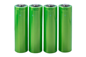 Green AA alkaline battery or rechargeable li-ion batteries isolated