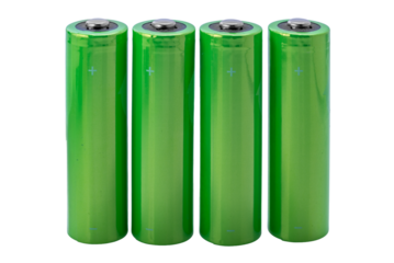 Green AA alkaline battery or rechargeable li-ion batteries isolated