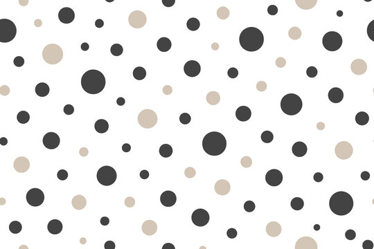 Abstract pattern of scattered dark gray and light gray polka dots on white
