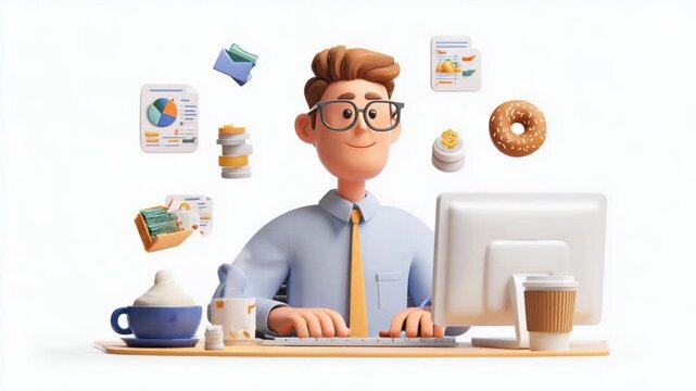 Office productivity tips for remote workers home office illustration digital environment front view modern workflow