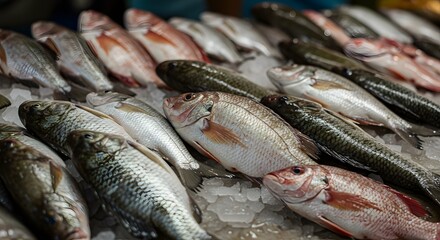 Fototapeta premium Fresh fish for sale in a market