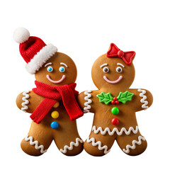 Gingerbread Couple with Santa Hats and Scarves – Cozy Christmas Cookies