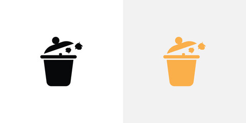 Trash can icon comparison black and white vs color