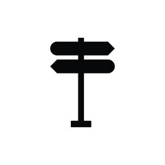 Black silhouette of a two way directional signpost