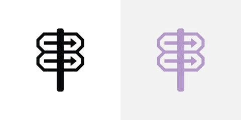 Directional signpost icons in black and purple