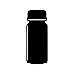 Black silhouette of a bottle with a cap on a white background