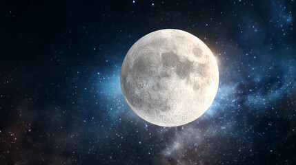 Obraz premium Full moon in a starry night sky cosmic view space exploration celestial body universe exploration