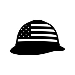 Construction helmet with the United States of America flag on a white background
