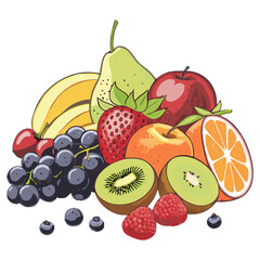 Tropical Fresh Fruit Mix Illustration - Vector Design 