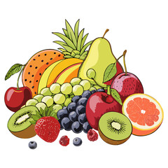 Tropical Fresh Fruit Mix Illustration - Vector Design 