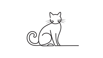 Cute cat sitting minimalist line art simple pet illustration perfect for pet lovers and minimalist designs