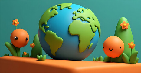 3D earth ecology environment save world concept