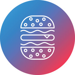 Burger Sandwich Line Gradient Circle Background Icon