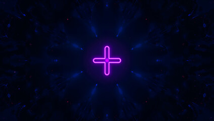 Obraz premium Vibrant Blue Neon Design with Central Cross Illustration