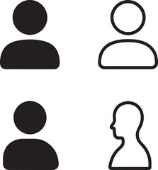 User icons, avatar icons, solid user, line profile person, filled user design, thin stroke user minimal, black vector isolated account set
