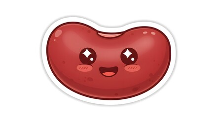Cartoon kidney bean with happy eyes, sticker design