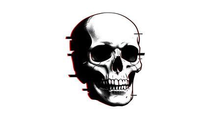 Fototapeta premium Glitched human skull isolated on white