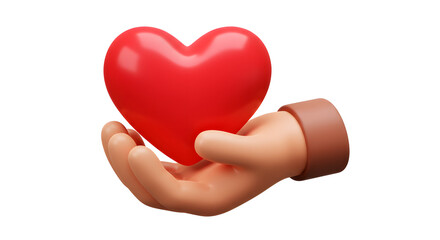 Fototapeta premium 3D Red Heart in Hand isolated 