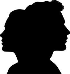 vector profile silhouettes of a man and a woman looking in the same direction. face of a man and a woman, side view