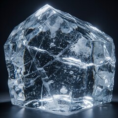 Massive transparent glacier ice block